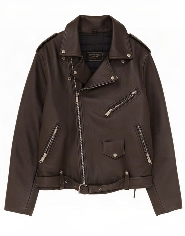 Bomb Boogie Chaqueta motera de cuero para hombre UK 40 Large Black
