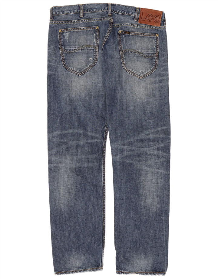 Lee Jeans rectos desgastados Knox para hombre W38 L32 Algodón azul