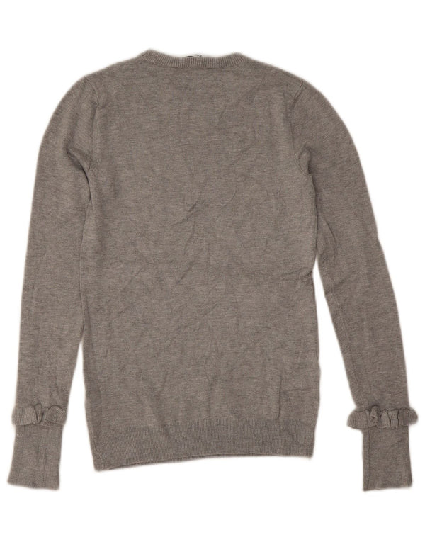 Zara Mujer Cuello Redondo Jersey Jersey UK 10 Small Gris Viscosa