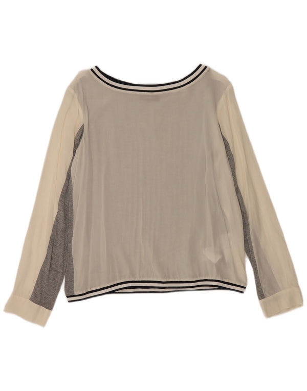 Max & Co. Blusa de manga larga para mujer UK 40 Small Grey Colorblock