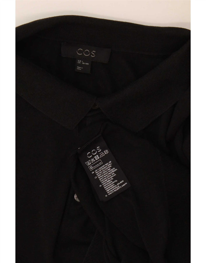 Cos - Jersey de cuello polo para hombre, talla grande, seda negra
