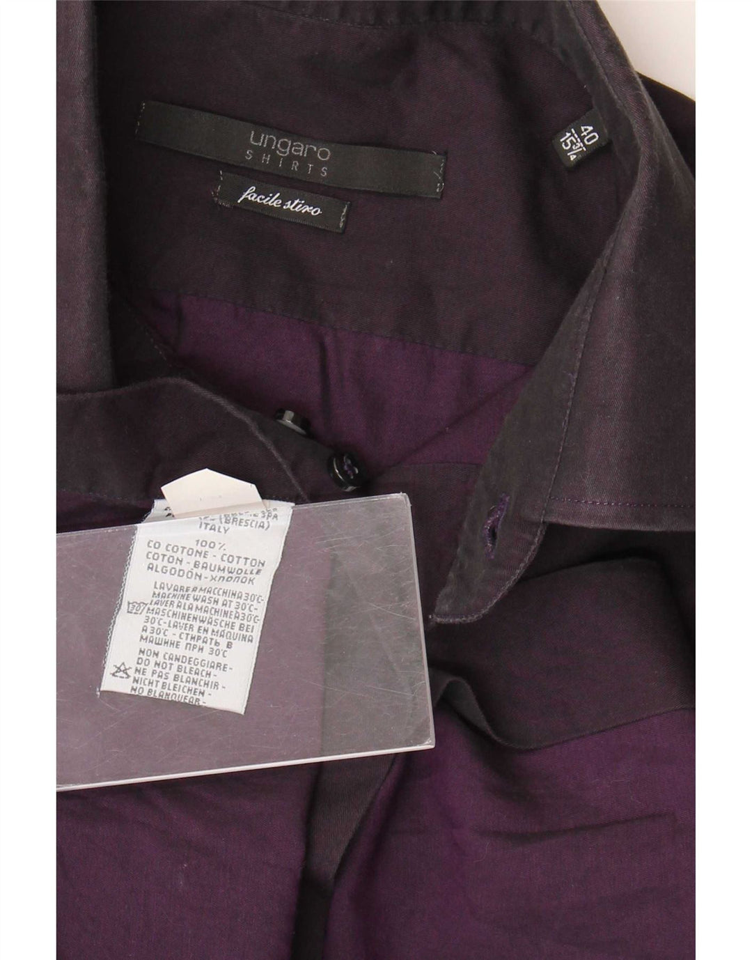 Camisa Ungaro Hombre Talla 40 15 3/4 Mediano Morado Algodón