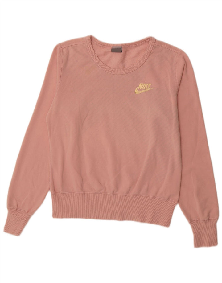 NIKE Womens Sweatshirt Jumper UK 10/12 Medium Pink Cotton