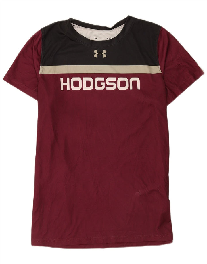 Under Armour Hombre Camiseta gráfica Top Large Borgoña Colorblock Poliéster