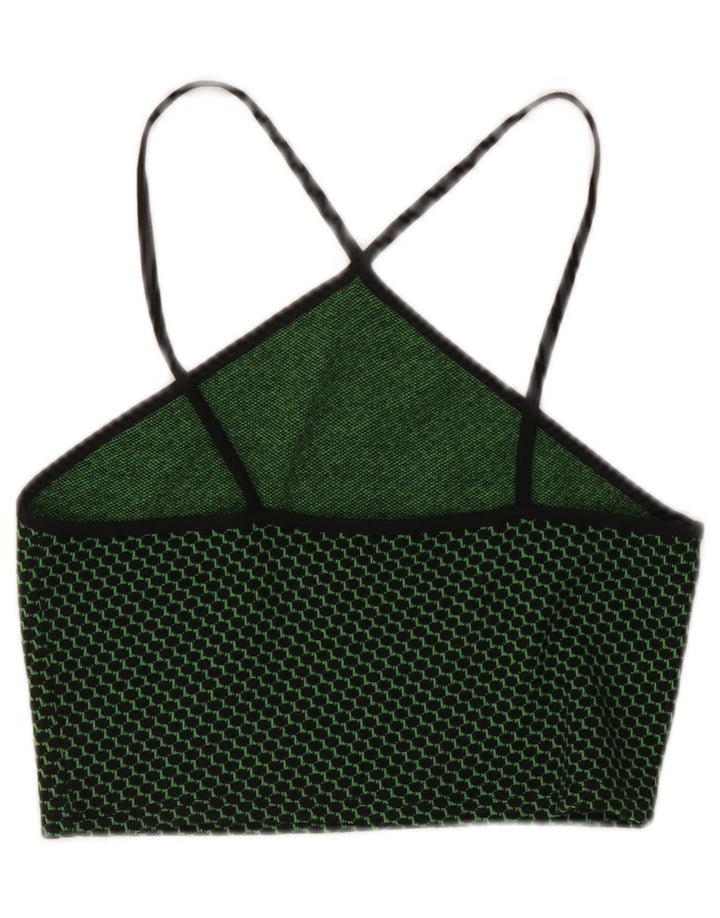 Zara Mujer Crop Halter Top UK 42 Verde Medio Manchado