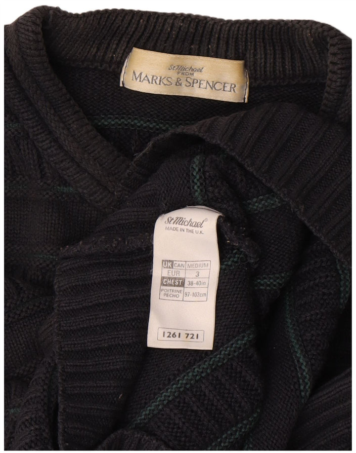 Marks & Spencer Suéter De Cuello Redondo Para Hombre Acrílico A Rayas Negro Mediano