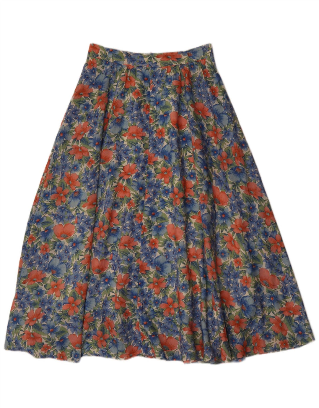 Falda acampanada vintage para mujer EU 40 Mediana W28 Poliéster floral azul