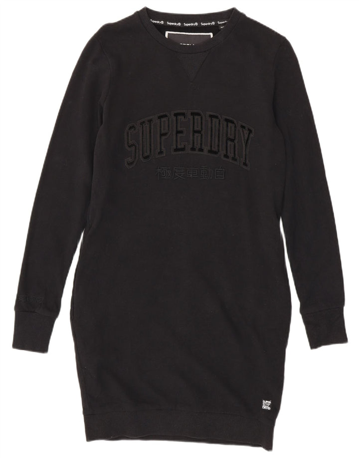 SUPERDRY Vestido tipo jersey con sudadera gráfica para mujer UK 40 Mediano Algodón negro