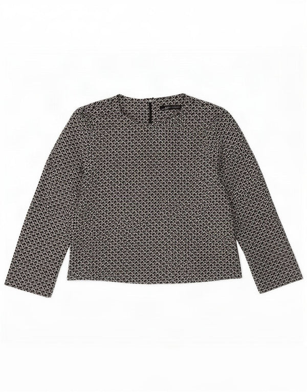 Zara Blusa de Manga Larga para Mujer Top UK 46 Grande Negro Geométrico