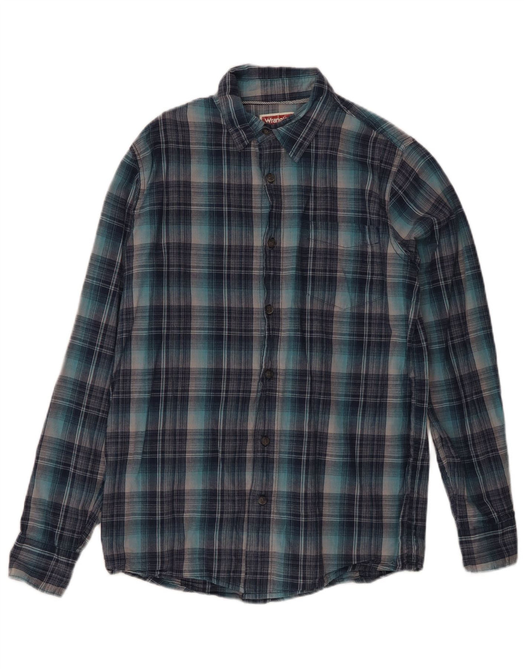 Wrangler Camisa De Franela De Algodón A Cuadros Azul Pequeño Para Hombre