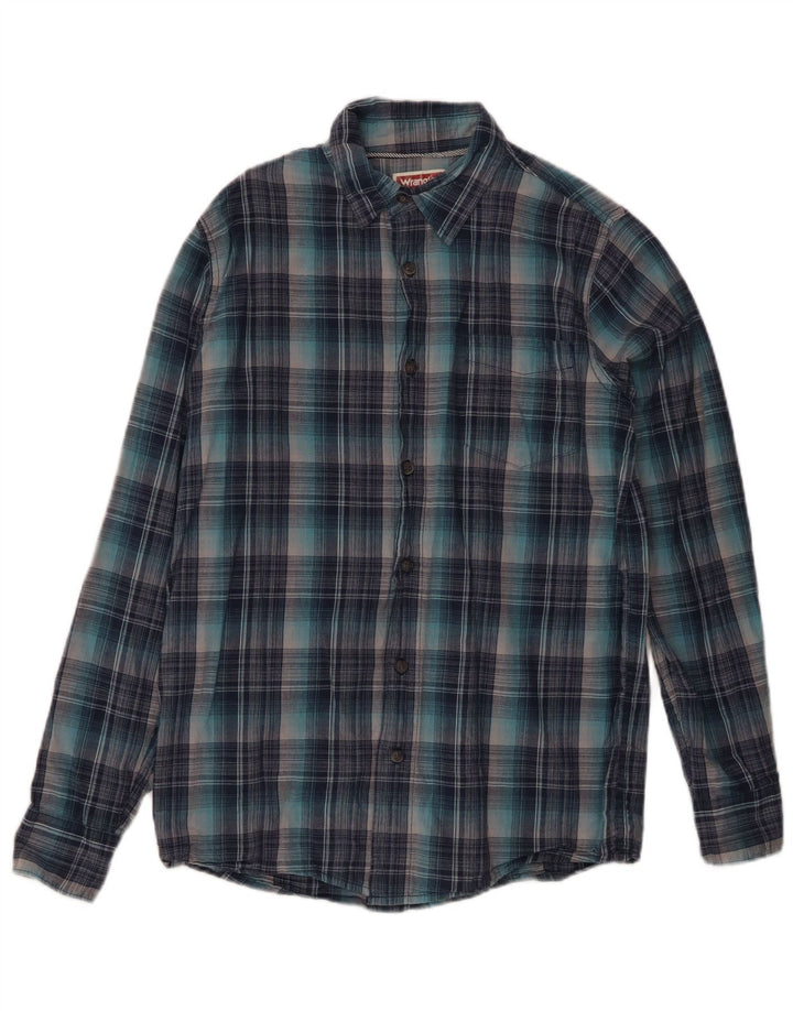 Wrangler Camisa De Franela De Algodón A Cuadros Azul Pequeño Para Hombre