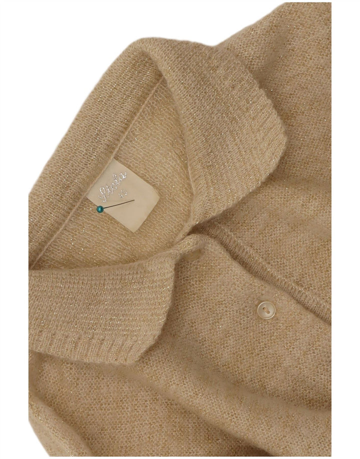 Vintage mujer oversize polo cuello jersey suéter EU 40 medio beige