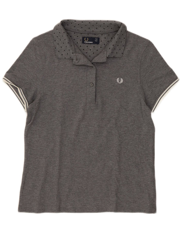 Fred Perry Polo para mujer UK 42 Algodón con lunares gris medio