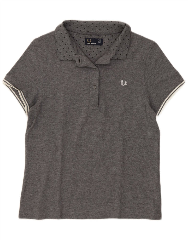 Fred Perry Polo para mujer UK 42 Algodón con lunares gris medio
