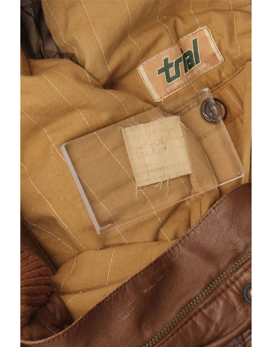 Chaqueta de cuero vintage para hombre IT 48 cuero marrón medio