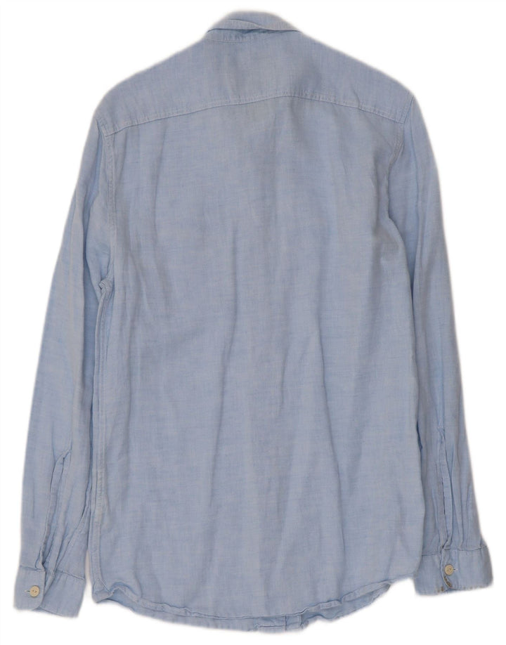 Camisa Jack Wills Hombre Pequeña Lino Azul