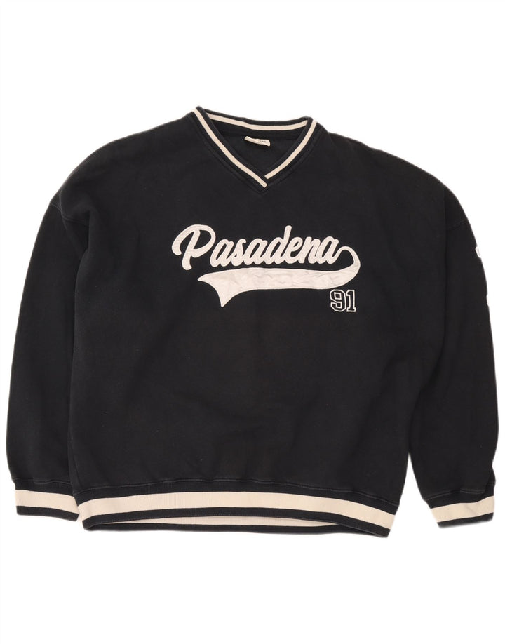 Pull & Bear Hombre Pasadena Sudadera tipo jersey grande en color azul marino
