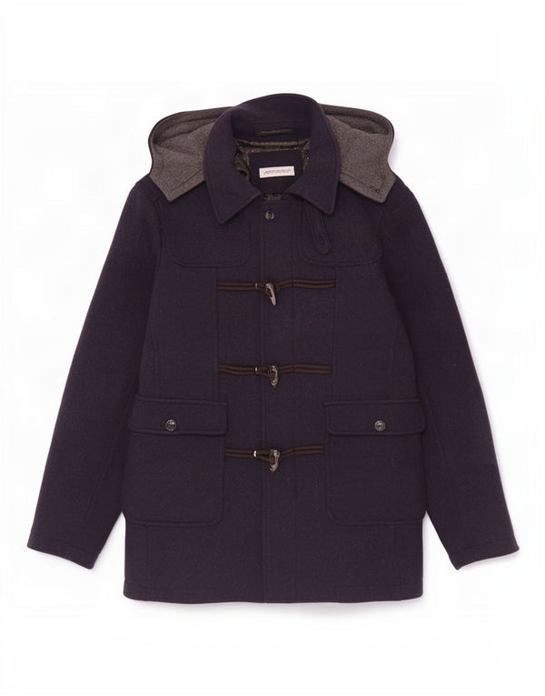 Lorenzo Brunelli Trenca con capucha para hombre UK 38 Medium Azul marino Algodón