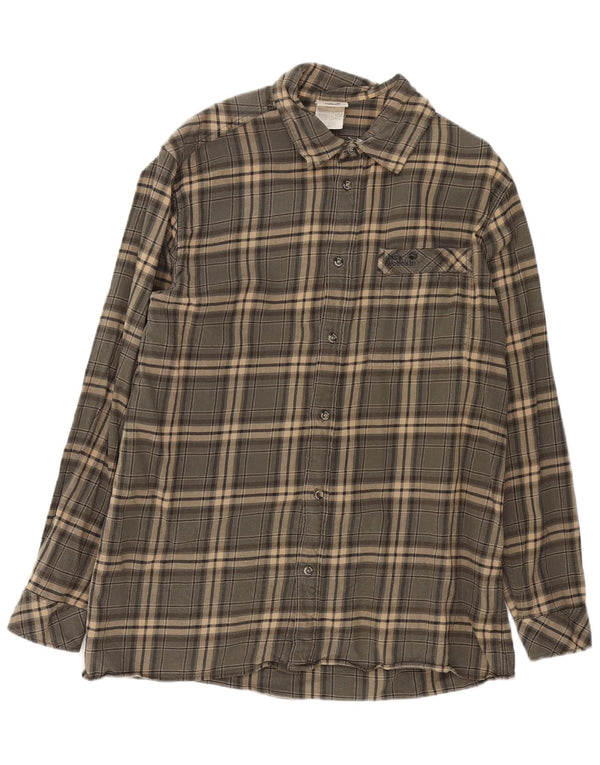 Jack Wolfskin Camisa de franela para hombre XL Algodón a cuadros gris