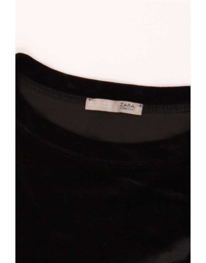 Zara Vestido recto de manga larga para mujer UK 46 Grande Poliéster negro