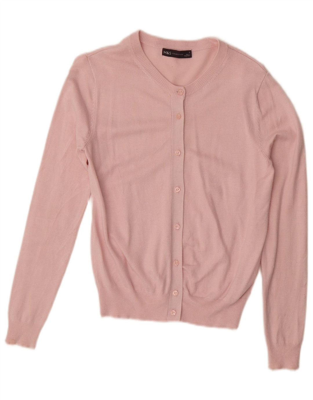 MARKS & SPENCER Suéter tipo cárdigan para mujer UK 8 Small Viscosa rosa