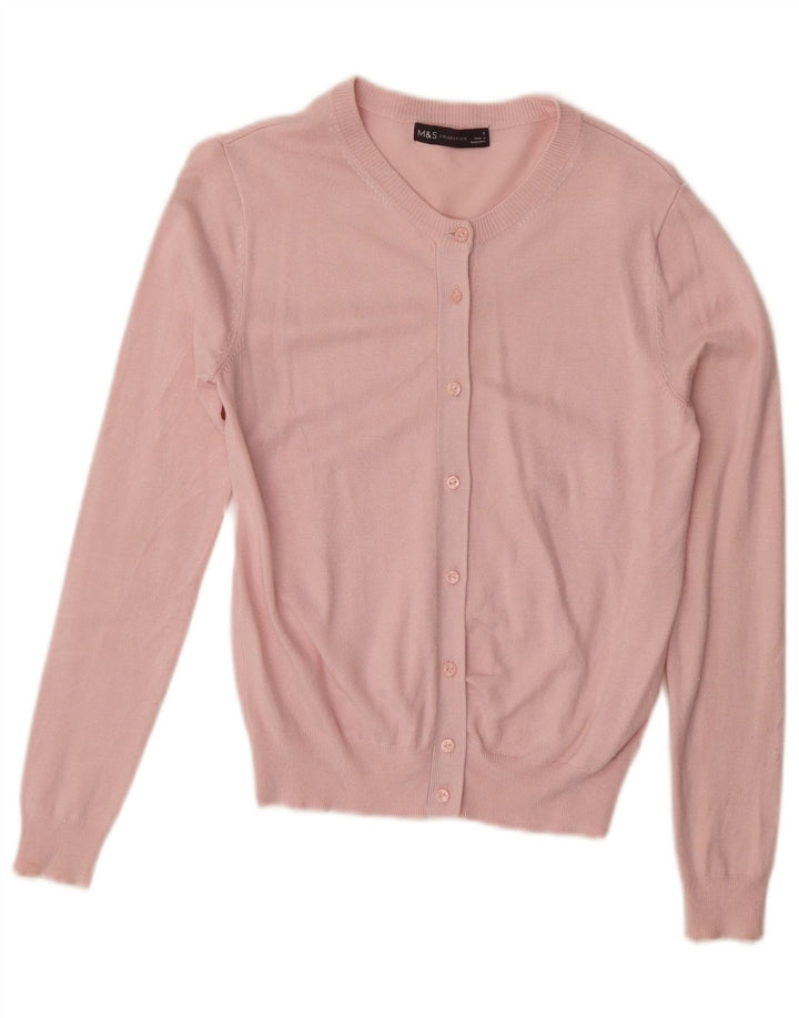 MARKS & SPENCER Suéter tipo cárdigan para mujer UK 8 Small Viscosa rosa