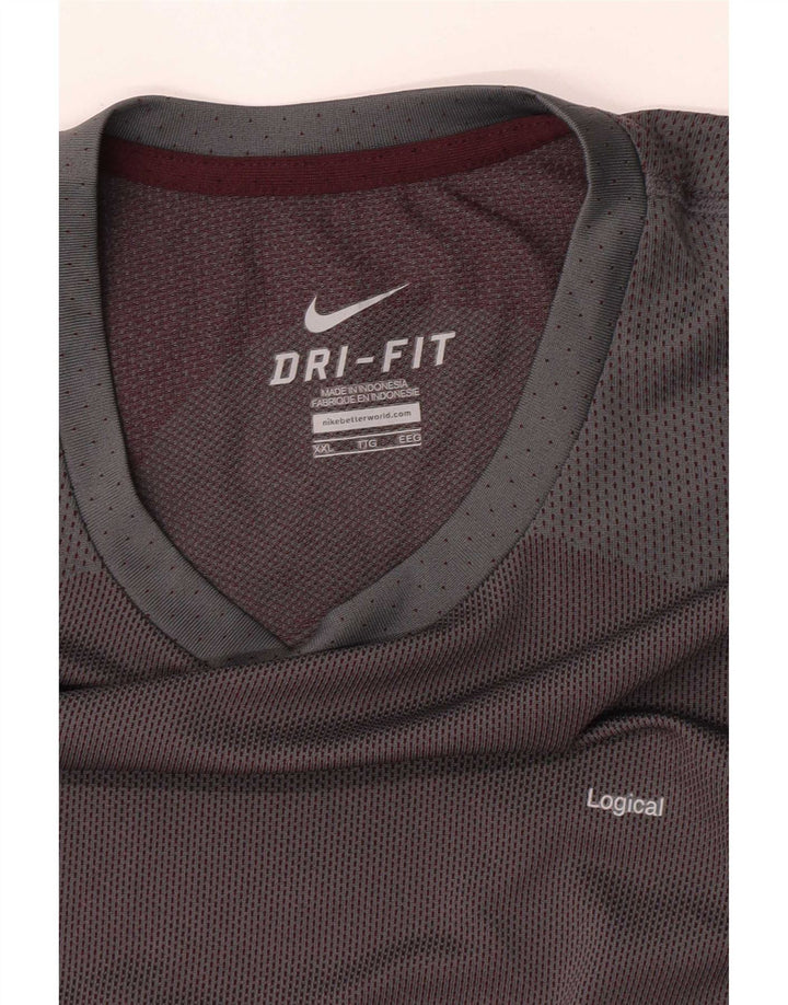 Nike - Camiseta de manga 3/4 para hombre, talla 2XL, color gris
