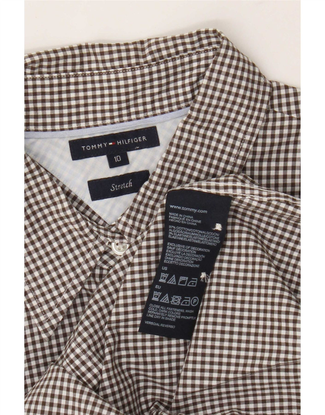 Tommy Hilfiger Camisa elástica para mujer US 10 Grande Negro Gingham Algodón