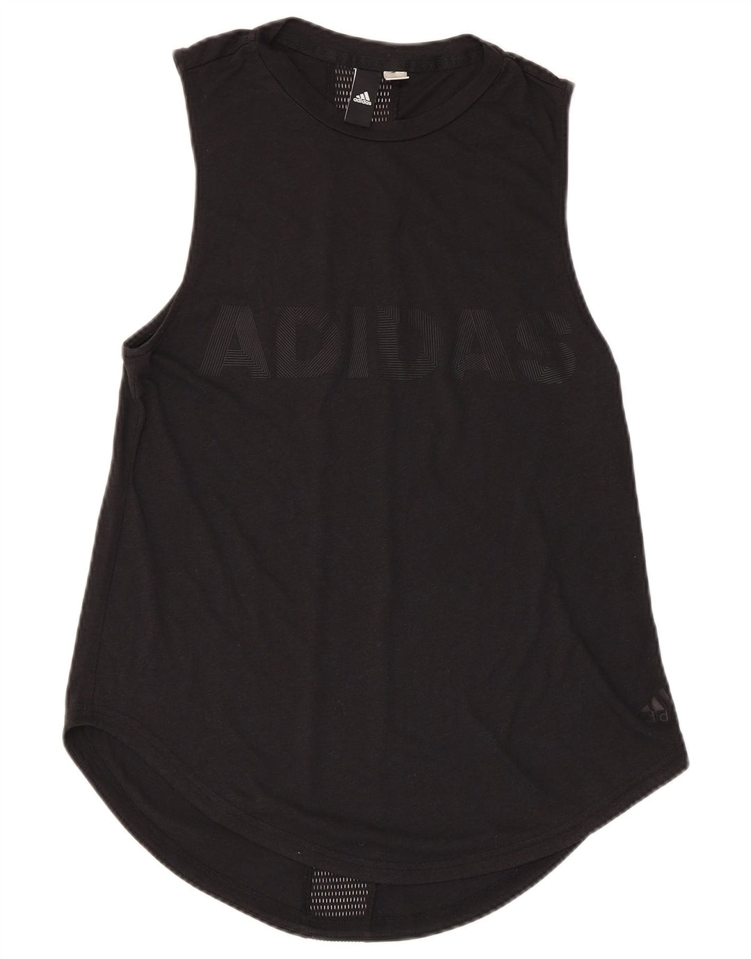 ADIDAS Mujer Gráfico Chaleco Top UK 8 Pequeño Negro