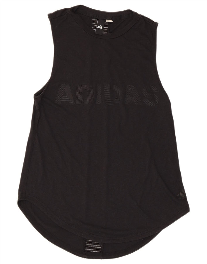 ADIDAS Mujer Gráfico Chaleco Top UK 8 Pequeño Negro