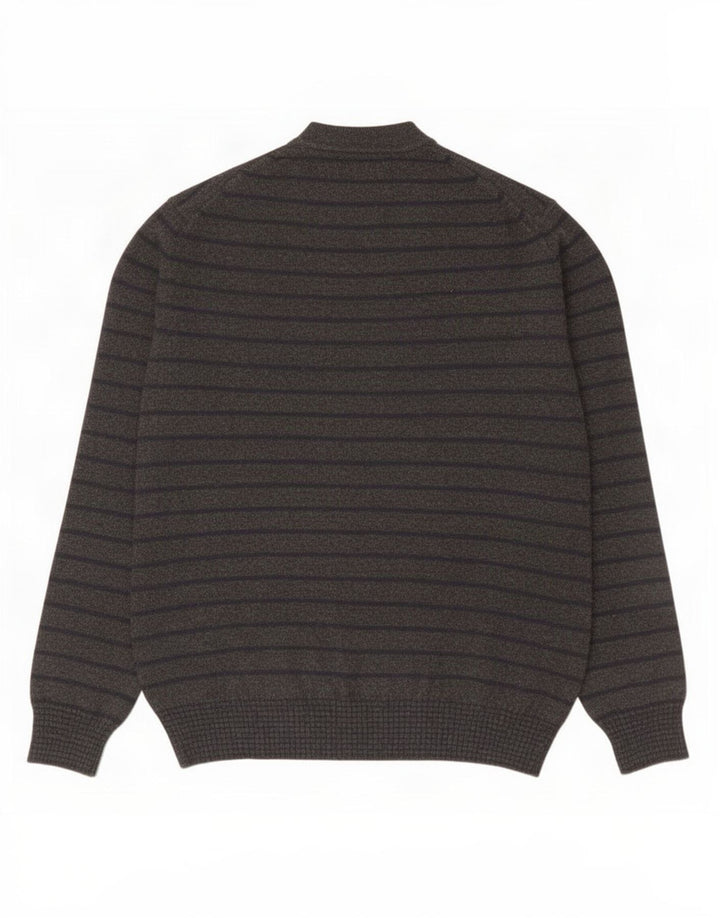 Zara Hombre Jersey Con Cuello En V Jersey Grande De Lana A Rayas Negra