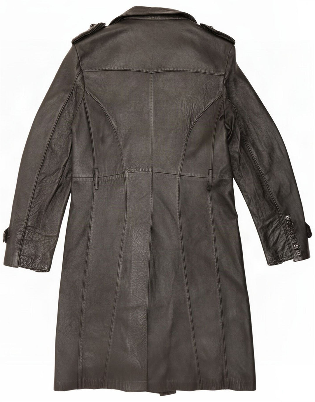 Abrigo cruzado de cuero para mujer Marcos IT 56 4XL Negro