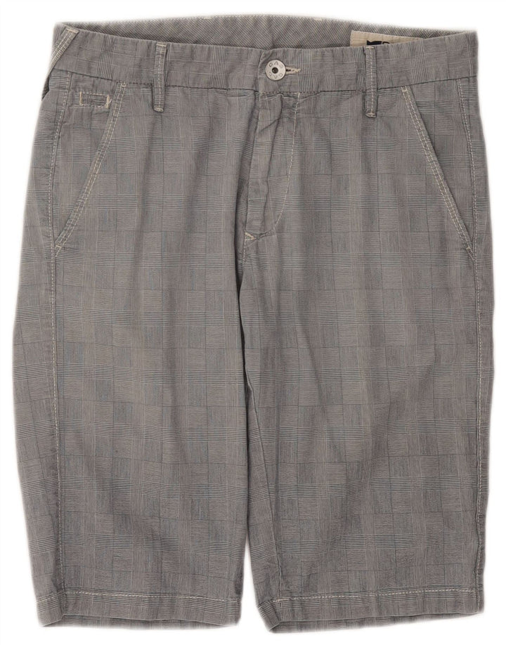 Pantalones cortos chinos GAS para hombre W30 Algodón a cuadros gris medio