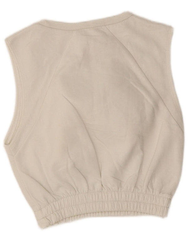Zara Mujer Crop Sin Mangas Sudadera Jumper UK 10 Small White Cotton