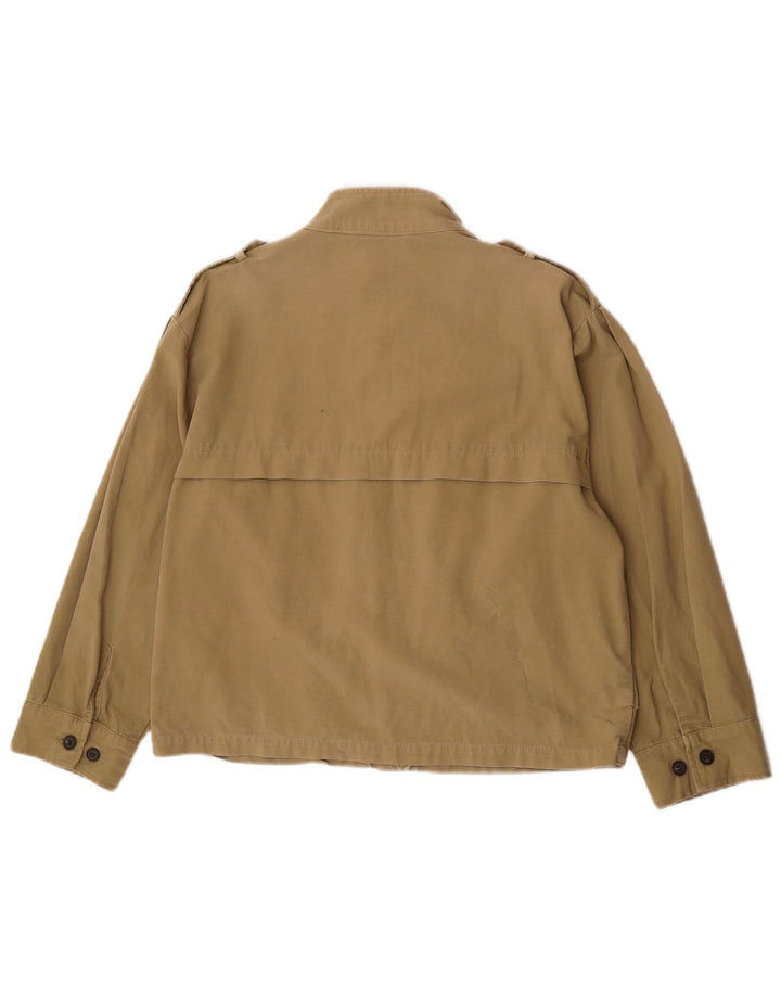 Zara Mujer Chaqueta Militar Extragrande UK 10 Small Algodón Caqui