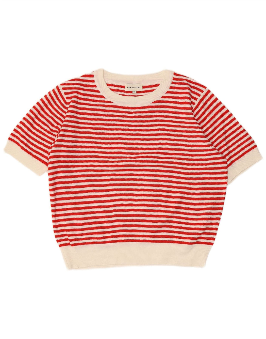 PEPALOVES Suéter de cuello redondo para mujer UK 40 Mediano Rayas Rojas