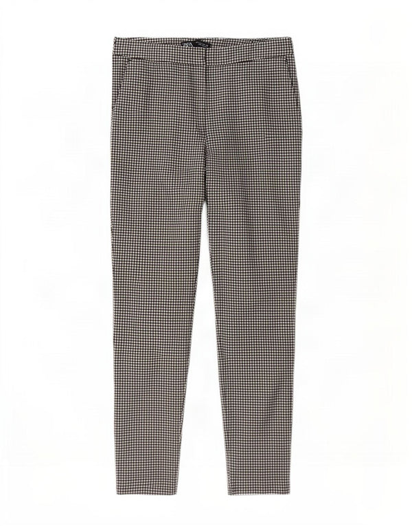 Zara Pantalón Chino Slim Para Mujer Grande W30 L27 Cuadros Grises