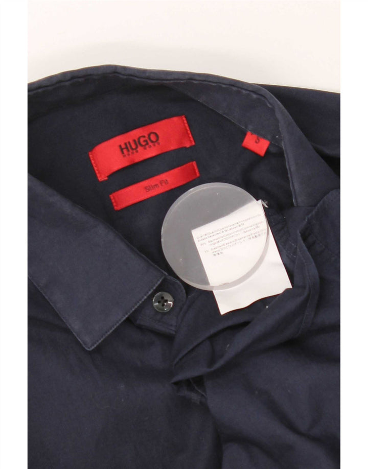 Camisa Hugo Boss Hombre Slim Fit Algodón Azul Marino Pequeño