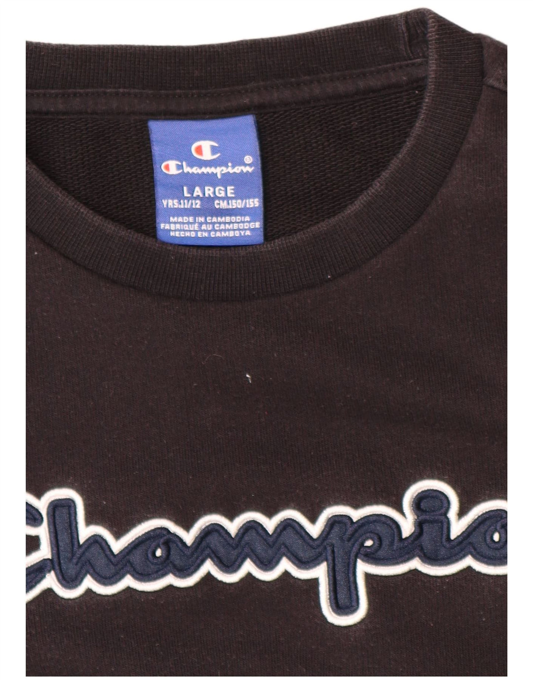 CHAMPION Sudadera estampada para niños Jersey 11-12 años Grande Algodón negro