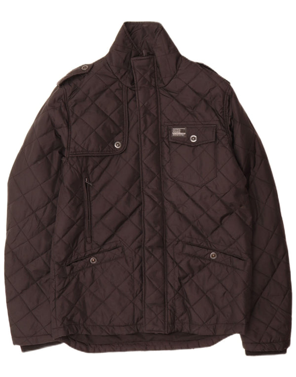 Jack & Jones Chaqueta acolchada militar para hombre UK 38 Medium Black Nylon