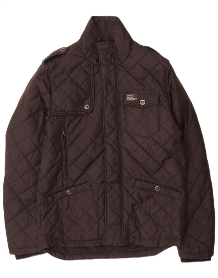 Jack & Jones Chaqueta acolchada militar para hombre UK 38 Medium Black Nylon