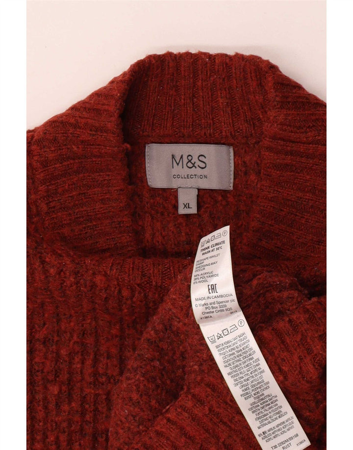 Marks & Spencer Suéter con Cuello Alto para Hombre XL Acrílico Rojo