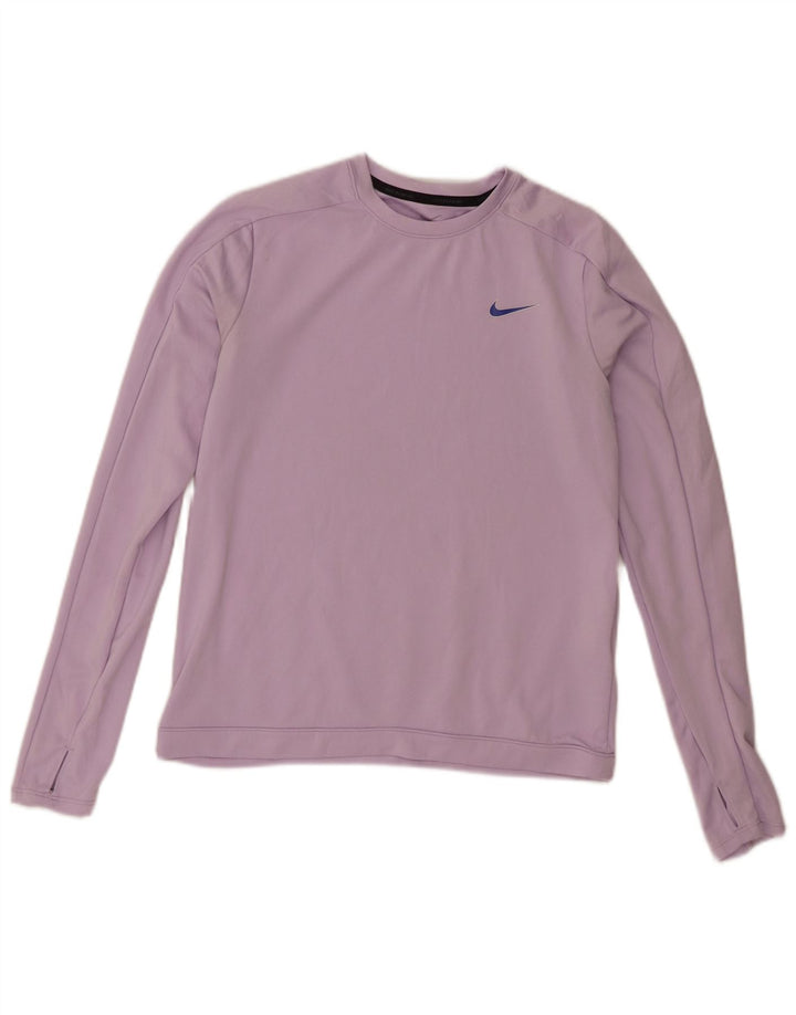 Nike Dri Fit Graphic Top manga larga para mujer UK 10 Small Lila Poliéster