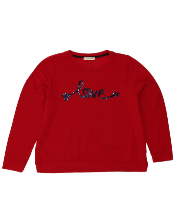 Oasis Mujer Sudadera Gráfica Jumper UK 46 Large Viscosa Roja