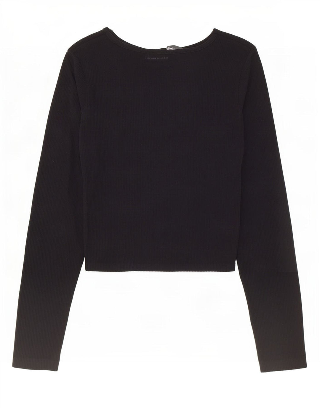 Zara Mujer Crop Top Manga Larga UK 42 Mediano Negro Poliamida