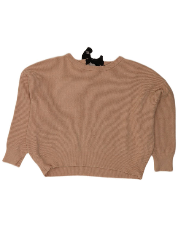 Zara Mujeres Crop Oversize Barco Cuello Jersey Suéter UK 46 Grande Beige