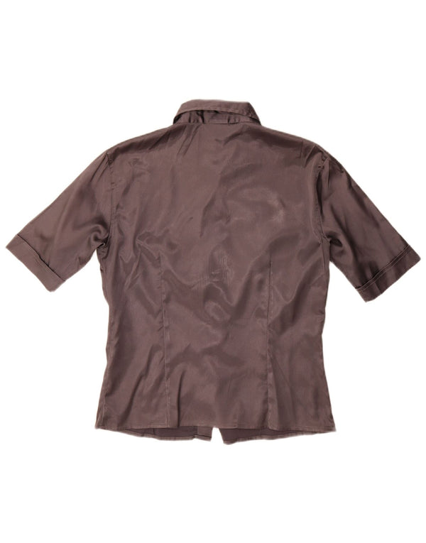 Stefanel Camisa de manga corta para mujer UK 44 Grande Gris