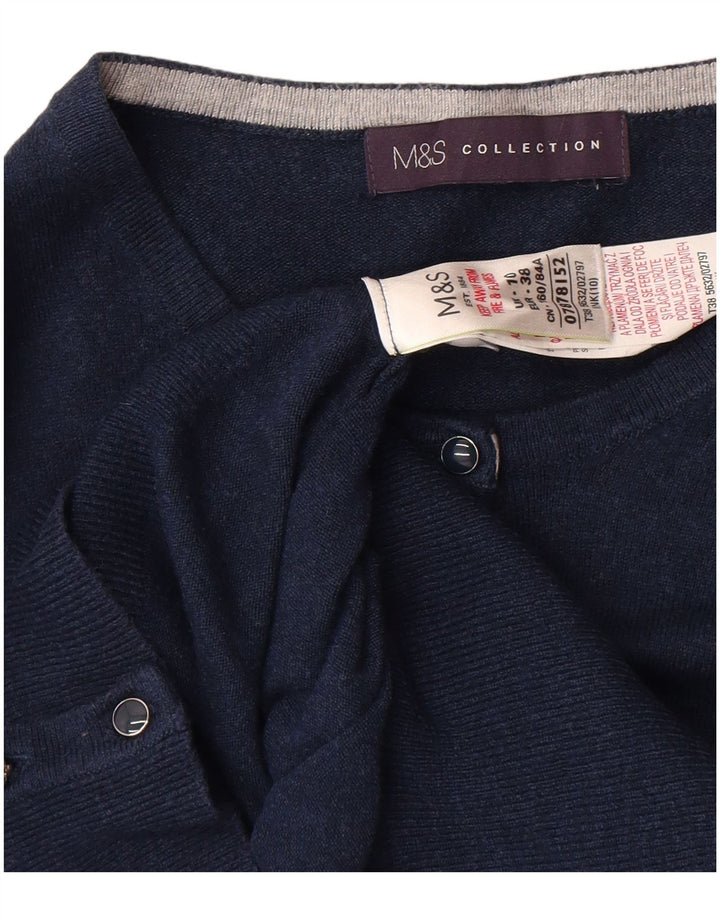 Marks & Spencer Suéter tipo cárdigan para mujer UK 10 Small Viscosa azul marino