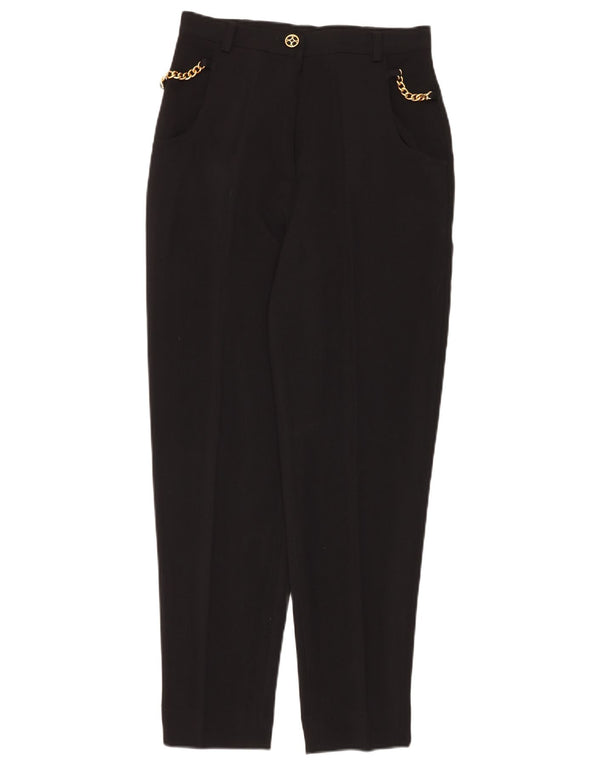 Vintage mujer cintura alta pantalones casuales IT 44 Medio W28 L28 Negro