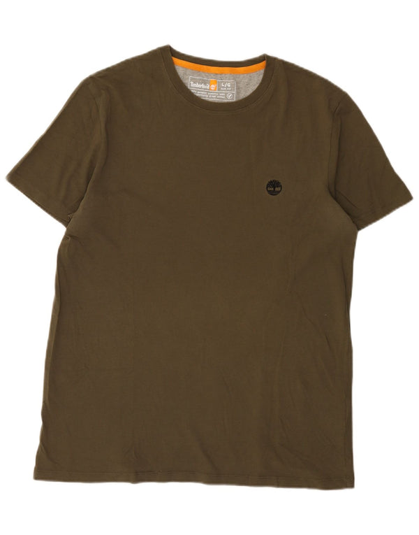 Timberland - Camiseta ajustada para hombre, talla grande, color caqui, algodón